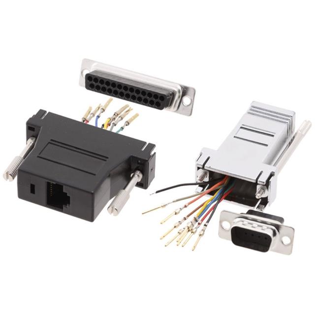 image of >Adapter Connector D-Sub, 9 Pin Male To Modular, Female Jack, 10p8c (RJ45)>MHDA9-PMJ8-M-K