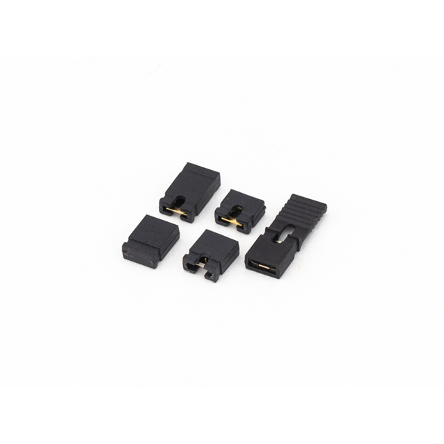 image of >4 (1 x 4) Position Shunt Connector Black Open Top 0.100" (2.54mm) Gold>2006-2X04B