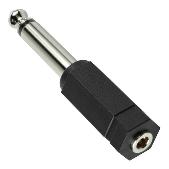 image of >Adapter Connector Phone Jack, Mono, 3.50mm (0.141", 1/8") To Phone Plug, Mono, 6.35mm (0.250", 1/4") Free Hanging (In-Line)>IA-MM6335