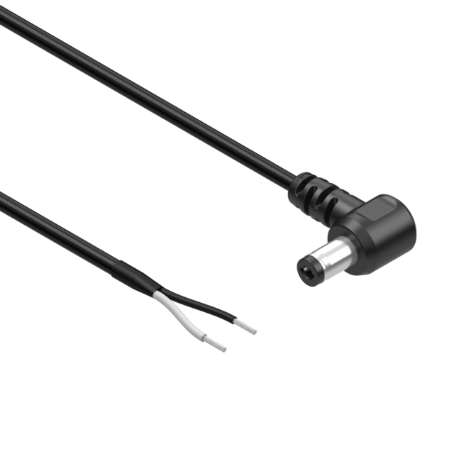 image of >Cable Assembly 2.5mm ID, 5.5mm OD Plug, Right Angle to Wire Leads Round 6.0' (1.83m)>10-03919