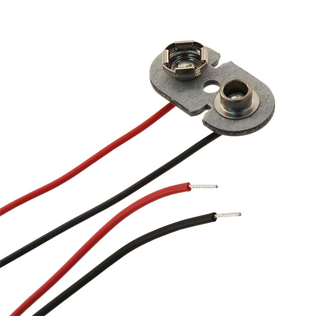 image of >Battery Connector, Snap 9V 1 Cell Wire Leads - 7" (177.8mm)>72