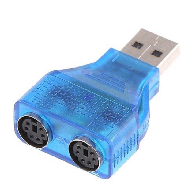 image of >Adapter Connector USB-B (USB TYPE-B), Plug To MiniDIN, Female Sockets, 6 Pos, PS/2 Blue>SANOXY-VNDR-DUAL-PS2-BLU-2PORT