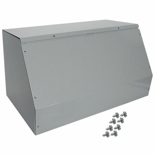 image of >Cabinet Metal, Steel Gray Hinged Lid, Slanted Top 8.500" L x 13.062" W (215.90mm x 331.77mm) X 8.000" (203.20mm)>C-1892