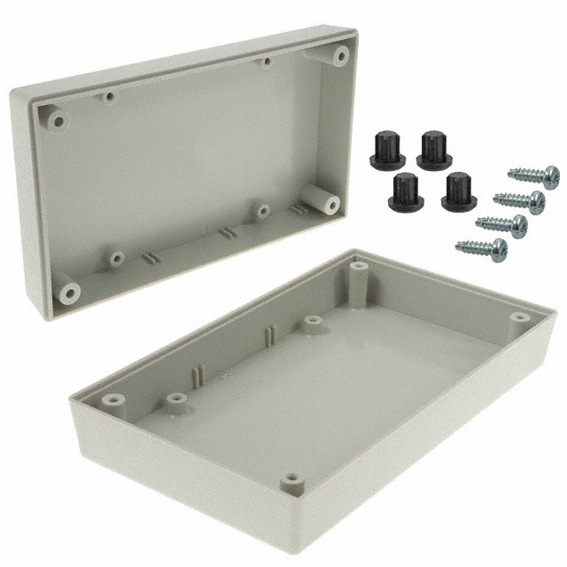 image of >Box Plastic, ABS Gray Split Sides 5.625" L x 3.250" W (142.88mm x 82.55mm) X 1.523" (38.68mm)>PS-11543-G