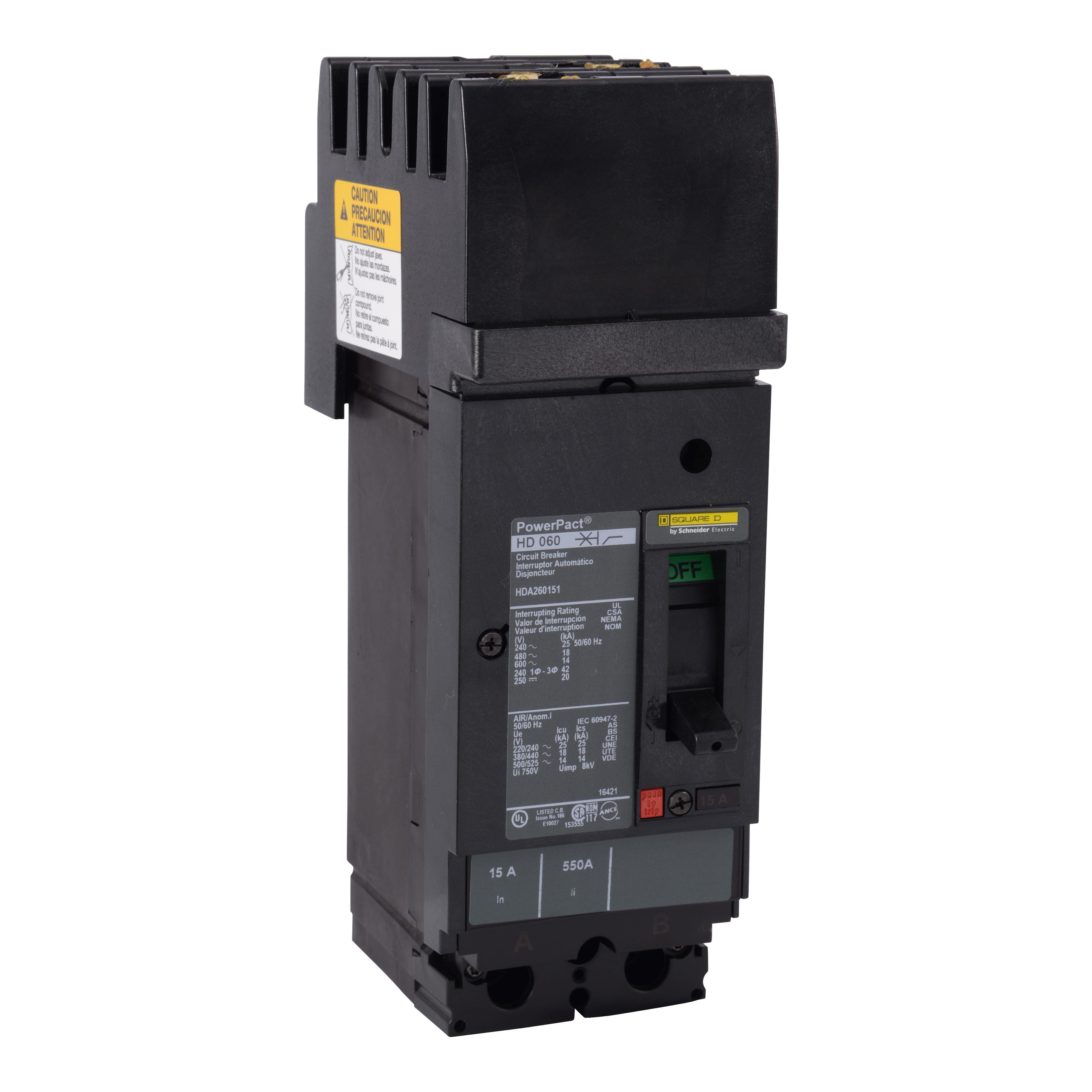 image of >Circuit Breaker Thermal Magnetic 20A 690 V AC 500 V DC Toggle DIN Rail>HDA260201