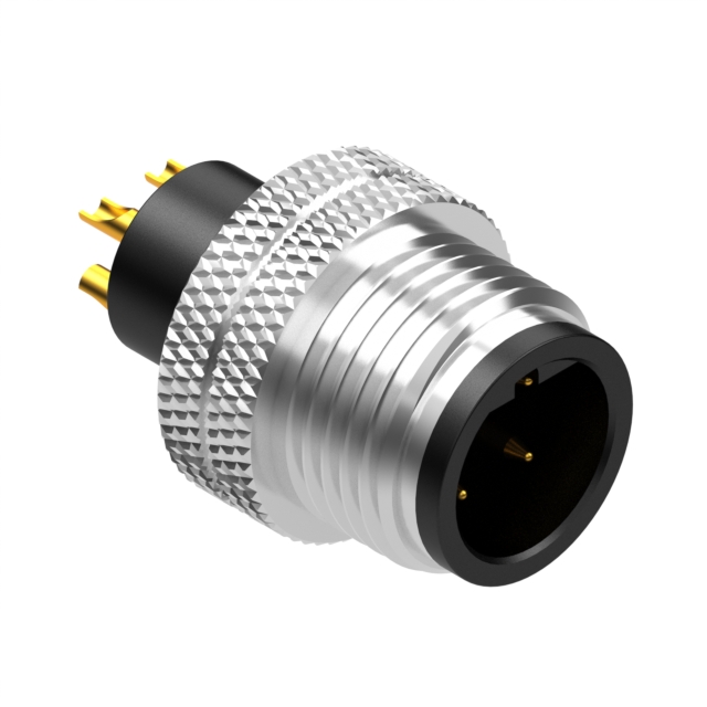 image of >4 Position Circular Connector Plug, Male Pins Solder Cup>50-01015