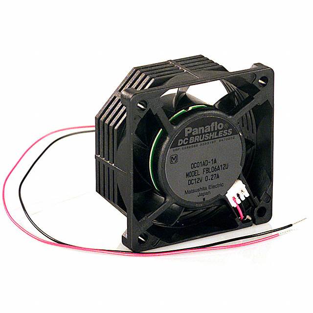 image of >Fan Tubeaxial 12VDC Square - 60mm L x 60mm H Hydro-wave (HWB) 15.9 CFM (0.445m³/min) 2 Wire Leads>FBL06A12U1A