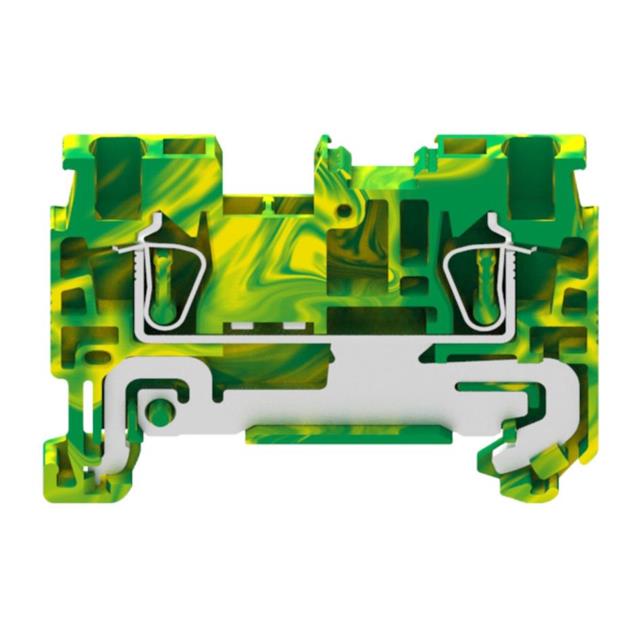 image of >Terminal Block Connector 2 Position Feed Through Green, Yellow 14-26 AWG>REB-A2A-YG