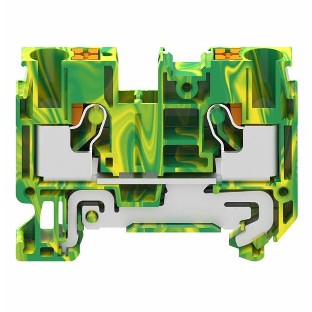 image of >Terminal Block Connector 2 Position Feed Through Green, Yellow 8-20 AWG>REB-B2D-YG