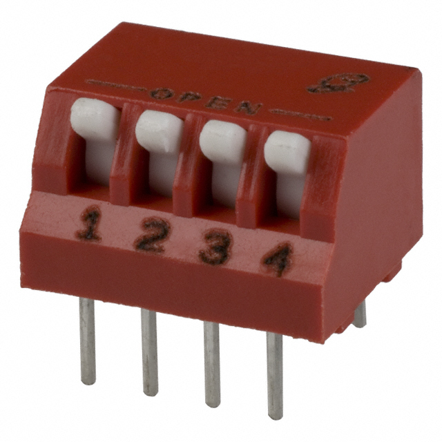 image of >Dip Switch SPST 4 Position Through Hole, Right Angle Piano Actuator 150mA 30VDC>76PSB04