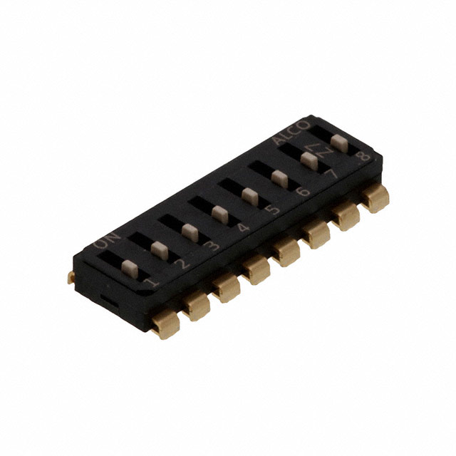 image of >Dip Switch SPST 8 Position Surface Mount Slide (Standard) Actuator 25mA 24VDC>EDS08SNNNTU04Q
