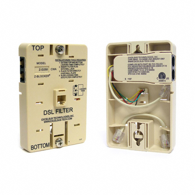 image of >DSL Filter 1 Jack, Filtered/1 Jack, Unfiltered Wall Mount>Z-D250CWA