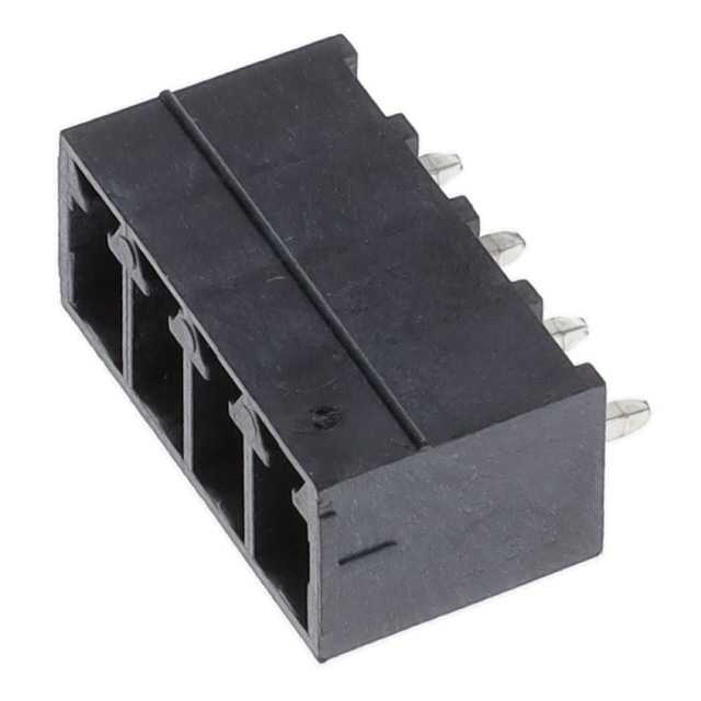 image of >4 Position Terminal Block Header, Male Pins, Shrouded (4 Side) 0.150" (3.81mm) Vertical Through Hole>OQ043G00B000G