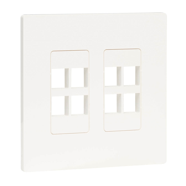 image of >8 Port Faceplate White Double Gang>N080-208