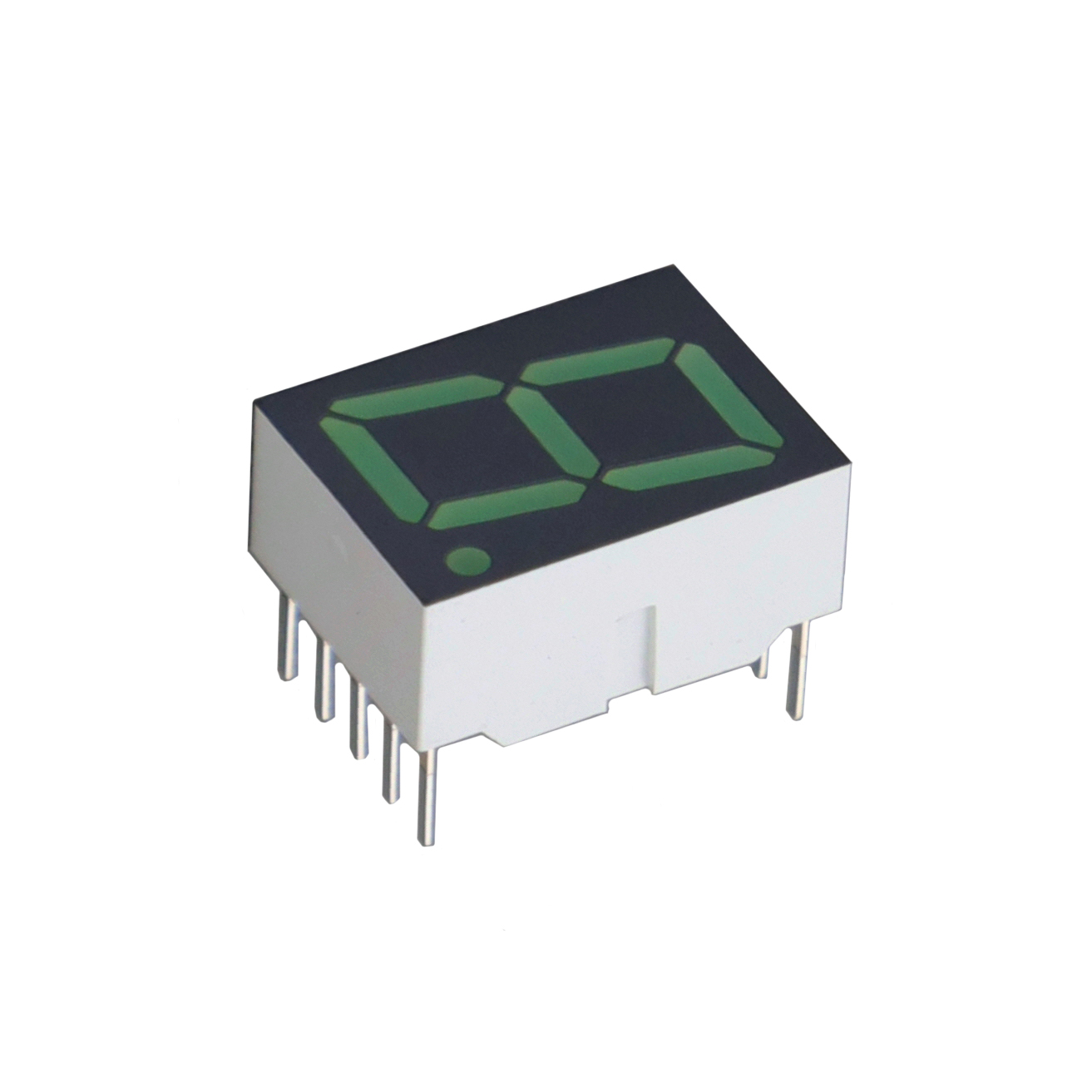 image of >Display Modules - LED Character and Numeric Green 7-Segment 1 Character Common Cathode 2.1V 10mA 0.673" H x 0.495" W x 0.315" D (17.10mm x 12.57mm x 8.00mm) 10-DIP (0.600", 15.24mm)>HDSP-5603-IJ000