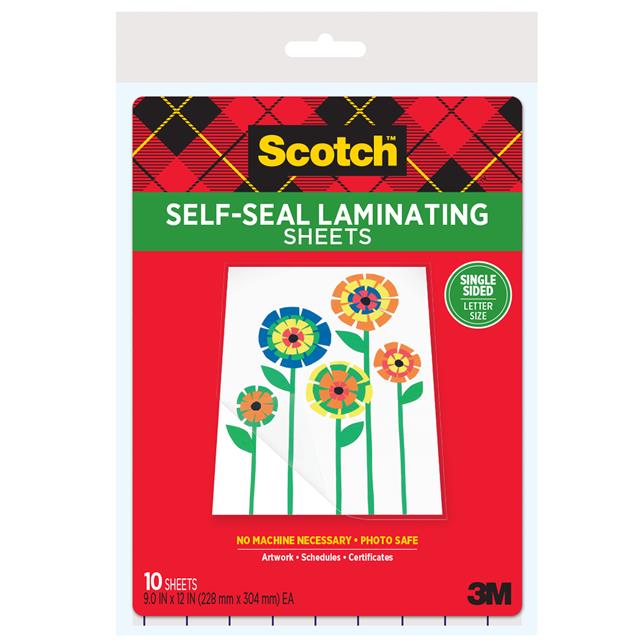 image of >Clear Plastic Laminating Sheets 8-1/2" x 11", 10 Pack, Self-Sealing>LS854SS-10