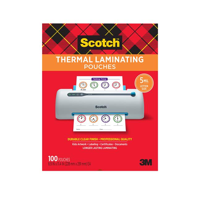 image of >Clear Thermal Laminating Pouches 8-1/2" x 11", 100 Pack>TP5854-100 8.9"X11.4"