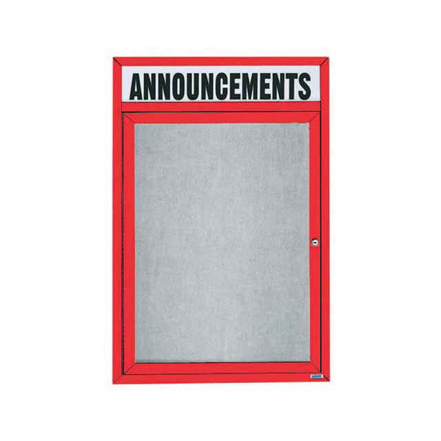 image of >Red Aluminum, Vinyl Bulletin Board 24" x 18", 1 Door, Enclosed>ODCC2418RHIR