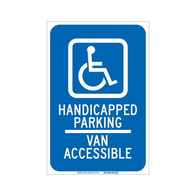 image of >Blue, White "Handicapped Parking Van Accessible" Sign>90018