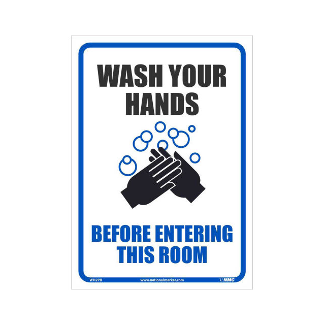 image of >Black/Blue/White Vinyl Wash Your Hands Before Entering This Room>WH2PB