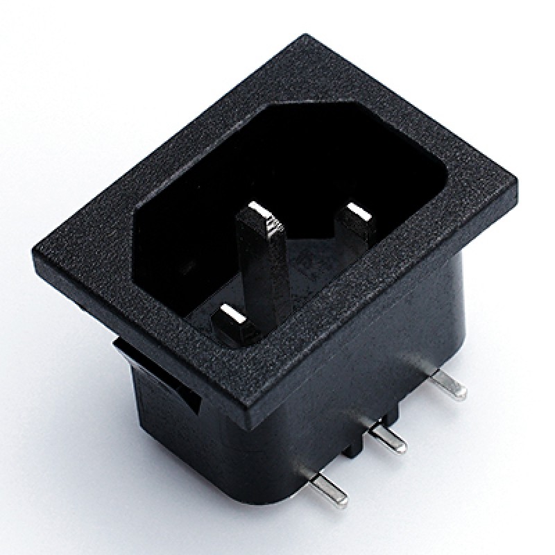 image of >Power Entry Connector Receptacle, Male Blades IEC 320-C14 Panel Mount, Through Hole, Right Angle>A-KGS-S/A-3