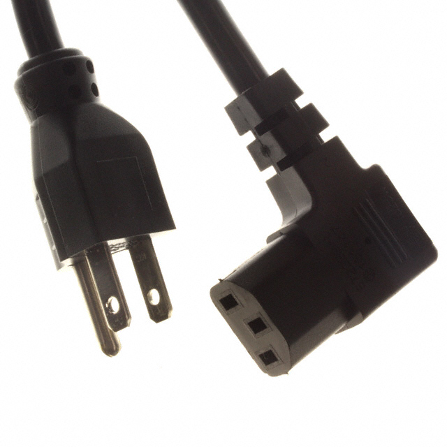 image of >9.84' (3.00m) Power Cord Black NEMA 5-15P To IEC 320-C13, Right Angle SJT>313014-01