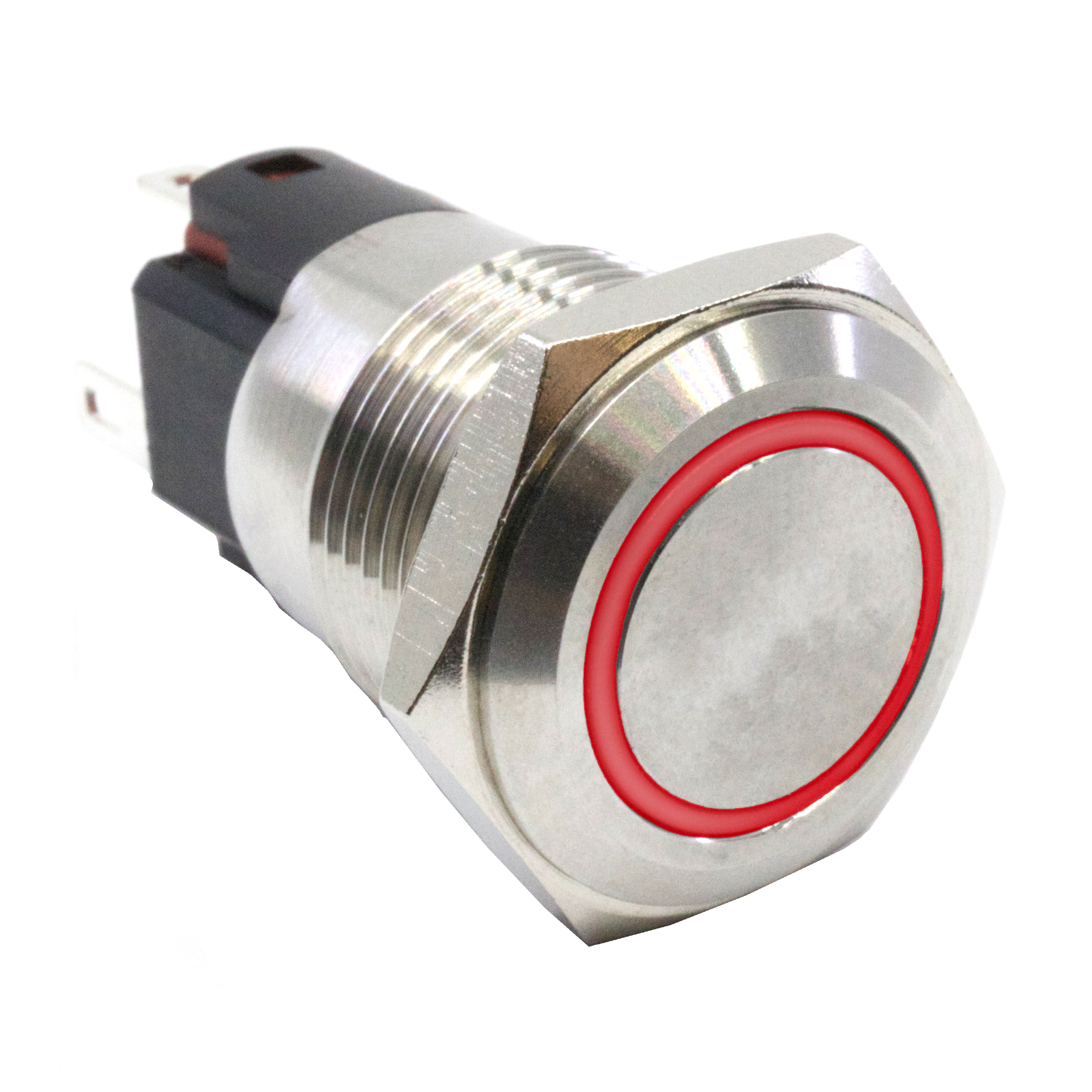 image of >Pushbutton Switch SPDT Anti-Vandal, Illuminated Panel Mount, Front>PVB3F2B0SS3R1