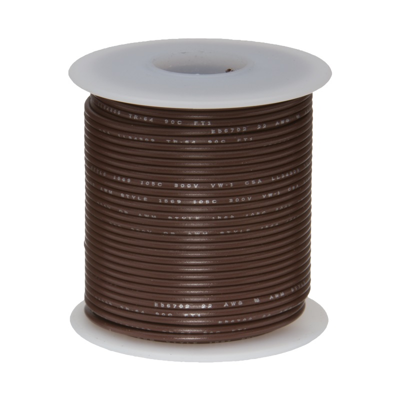 image of >18 AWG Hook-Up Wire 16/30 Brown 600V 25.00' (7.62m)>18UL3173STRBRO25