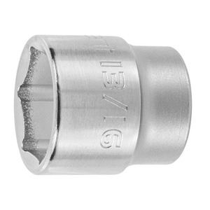 image of >Socket 6 Point Socket Chrome Finish, Shallow Socket 13/16" 1.14" (29mm)>637232 13/16