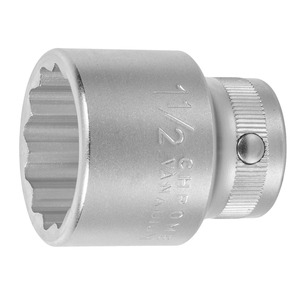 image of >Socket 12 Point Socket Chrome Finish, Shallow Socket 1-1/2" 2.36" (60mm)>644602 1.1/2