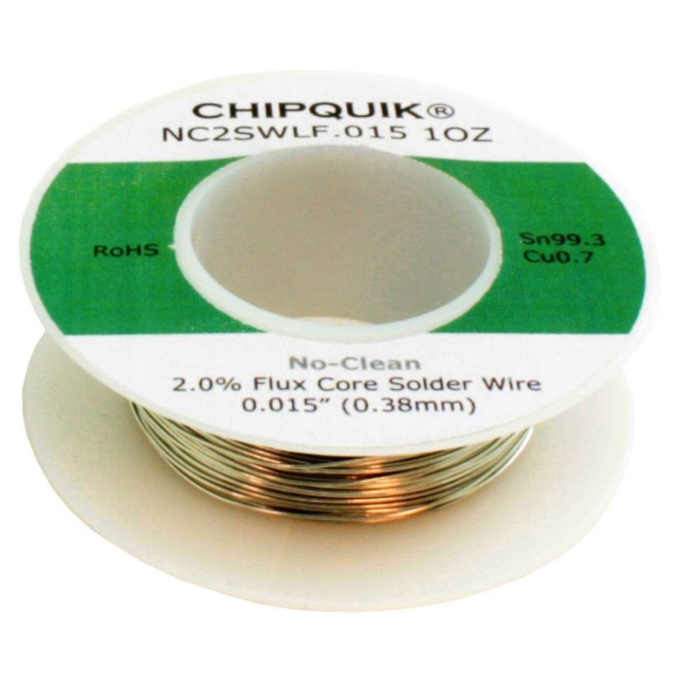 image of >No-Clean Wire Solder Sn99.3Cu0.7 (99.3/0.7) Spool, 1 oz (28.35g)>NC2SWLF.015 1OZ