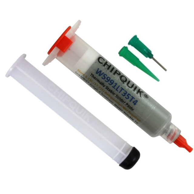 image of >Water Soluble Solder Paste Bi57.6Sn42Ag0.4 (57.6/42/0.4) Syringe, 1.23 oz (34.869g)>WS991LT35T4