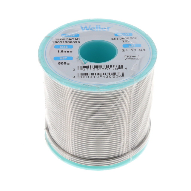 image of >Lead Free No-Clean Wire Solder Sn96.5Ag3Cu0.5 (96.5/3/0.5) Spool, 17.64 oz (500g)>T0051386099