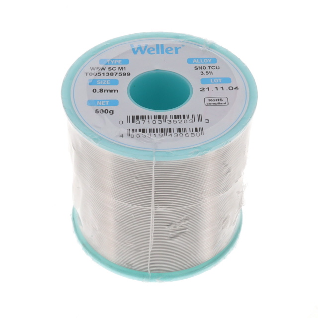 image of >Lead Free No-Clean Wire Solder Sn99.3Cu0.7 (99.3/0.7) Spool, 17.64 oz (500g)>T0051387599