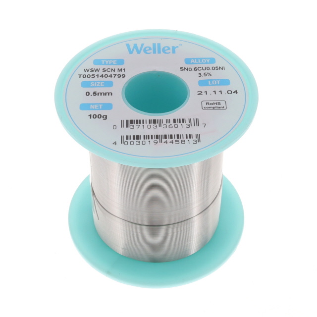 image of >Lead Free No-Clean Wire Solder Sn99.3Cu0.6Ni0.05 (99.3/0.6/0.05) Spool, 3.53 oz (100g)>T0051404799