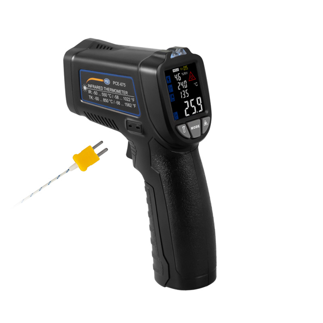 image of >Handheld, Gun -58 ~ 1562°F (-50 ~ 850°C) Infrared Thermometer LCD C°/F° Auto Off, Flashlight, Laser Sight>PCE-675