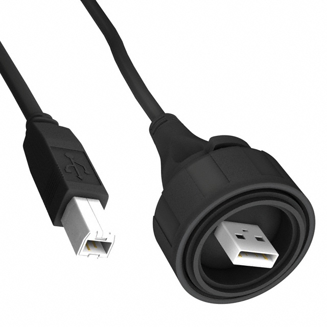 image of >USB 2.0 Cable A Male to B Male (Circular Coupling) 16.40' (5.00m) Shielded>PX0840/A/5M00