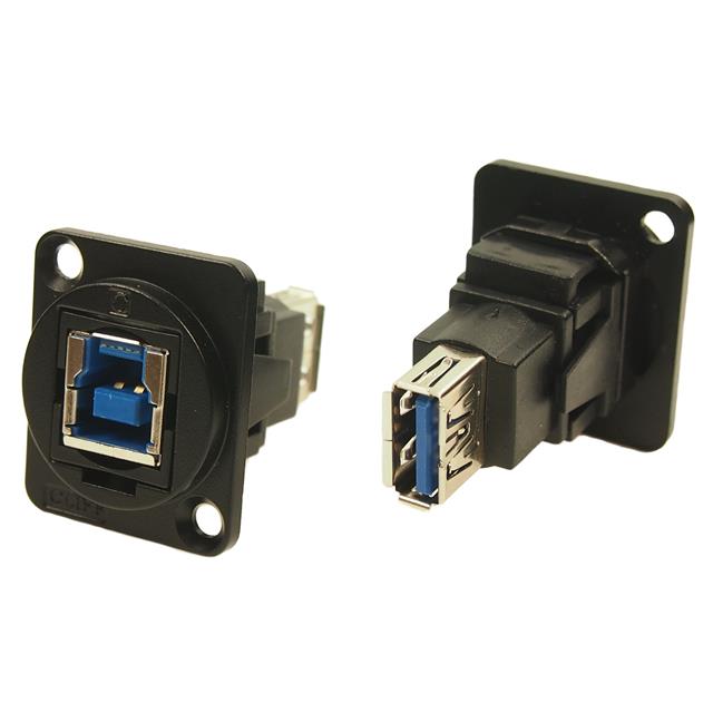 image of >Adapter Connector USB-B (USB TYPE-B), Receptacle To USB-A (USB TYPE-A), Receptacle Panel Mount, Flange>CP30206NMB