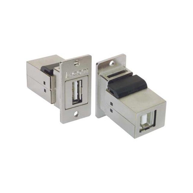 image of >Adapter Connector USB-A (USB TYPE-A), Receptacle To USB-B (USB TYPE-B), Receptacle Panel Mount, Flange>ECF504-AB