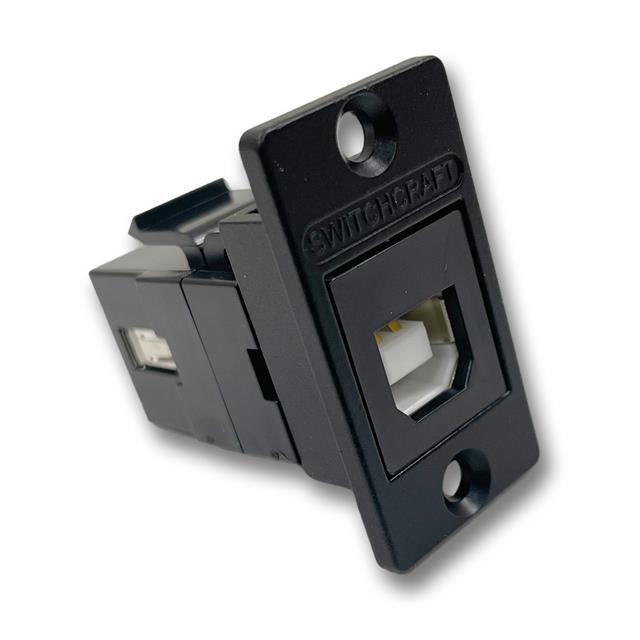 image of >Adapter Connector USB-B (USB TYPE-B), Receptacle To USB-A (USB TYPE-A), Receptacle Panel Mount, Flange>NHUSBBAB