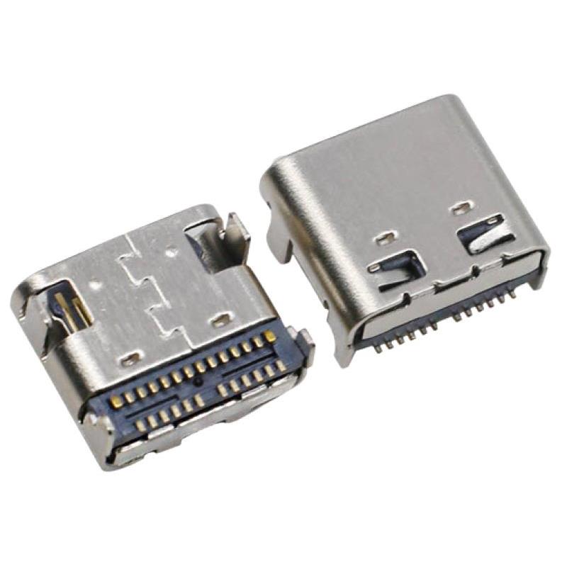 image of >USB-C (USB TYPE-C) USB 3.2 Gen 2 (USB 3.1 Gen 2, Superspeed + (USB 3.1)) Receptacle Connector 24 Position Surface Mount, Right Angle; Through Hole>A-USBC-32F2-EA-PSR05