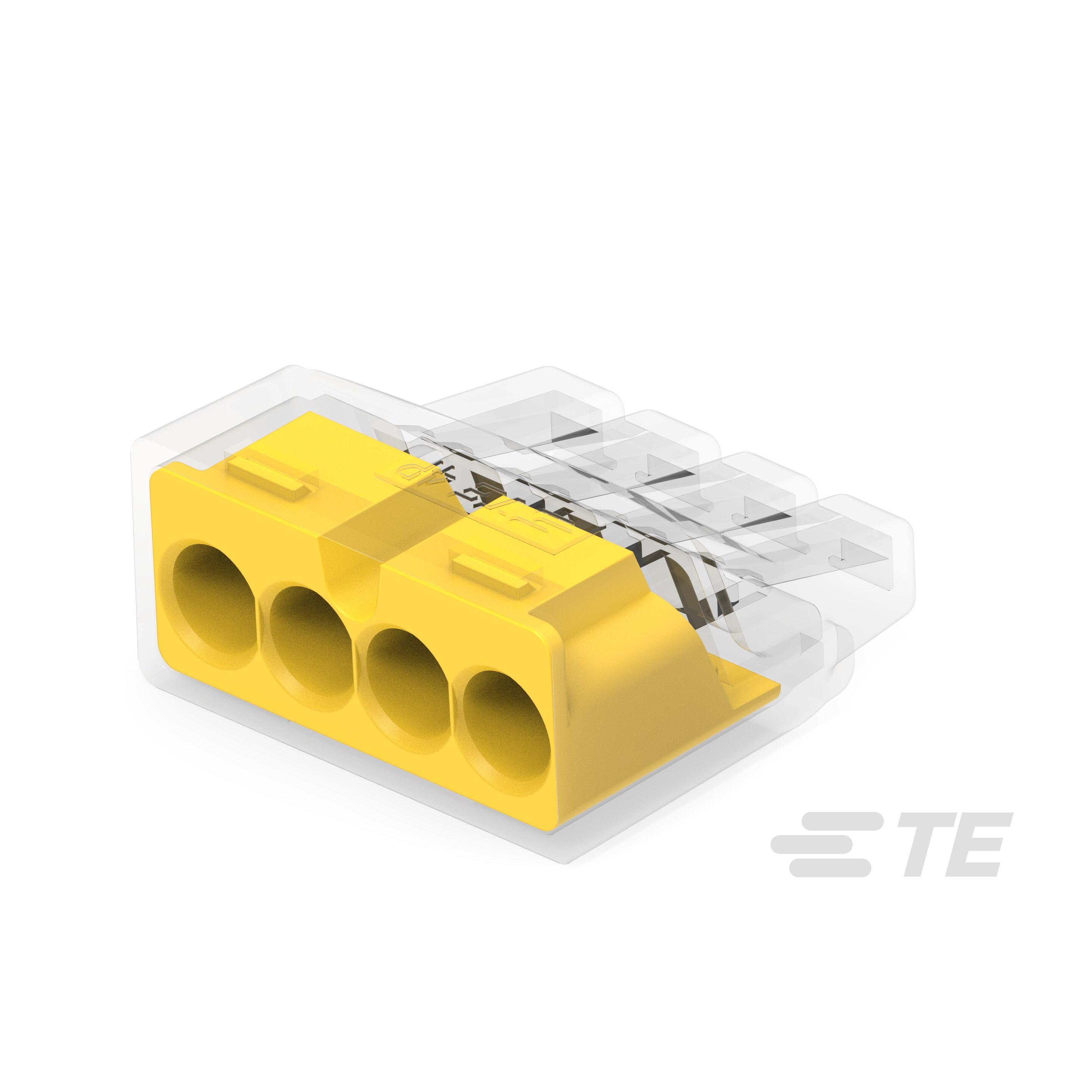 image of >Terminal Butt Splice, Inline, Individual Openings Connector IDC Transparent - Yellow>2388553-4