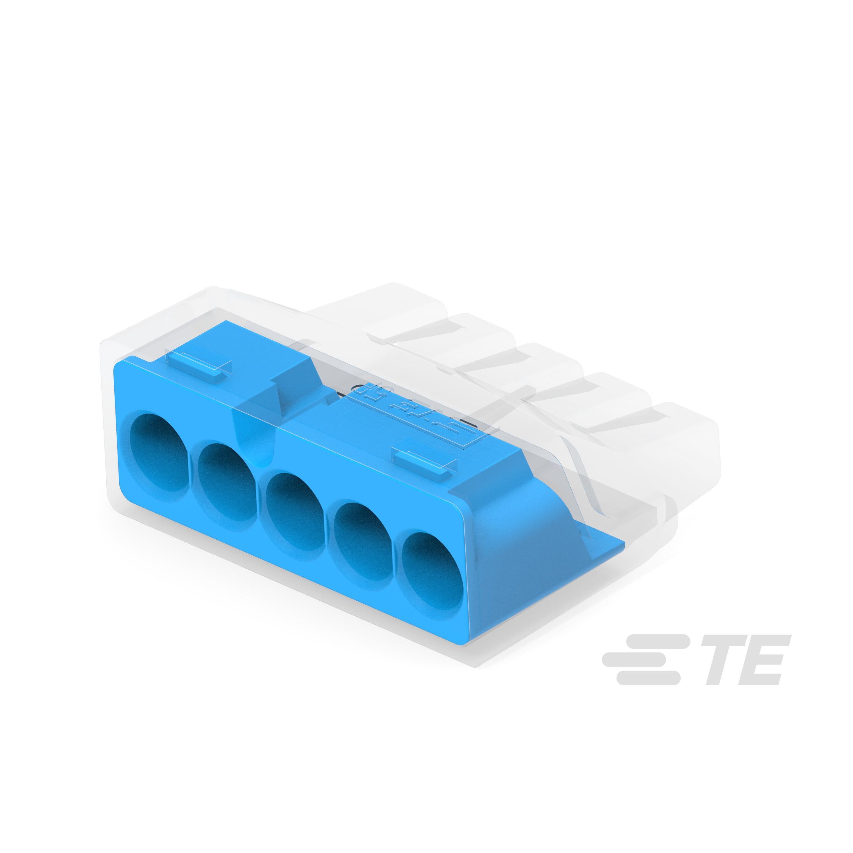 image of >Terminal Butt Splice, Inline, Individual Openings Connector IDC Transparent - Blue>2388553-5